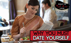 Woman on a date with herself